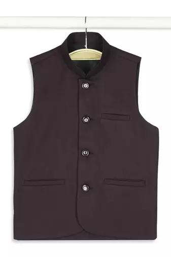 Sleeveless nehru jacket - wine