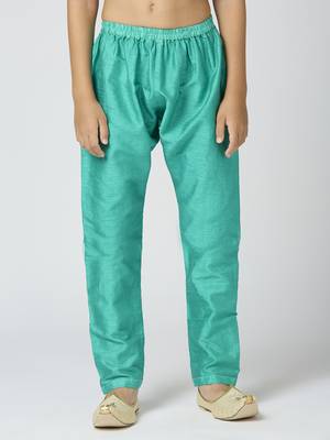 Full sleeves chanderi kurta, pyjama set with traditional butta work - sea green 4