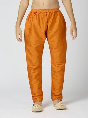 Full sleeves chanderi kurta, pyjama set with traditional butta work - orange 4