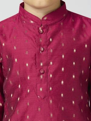 Full sleeves chanderi kurta, pyjama set with traditional butta work - purple 3