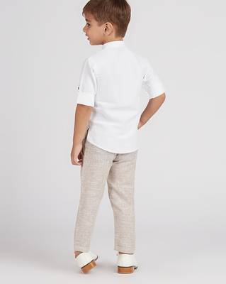 Traditional ethnic full sleeves short kurta shirt and pant set - white 2
