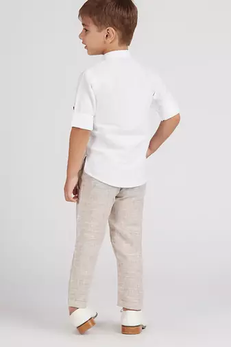 Traditional ethnic full sleeves short kurta shirt and pant set - white