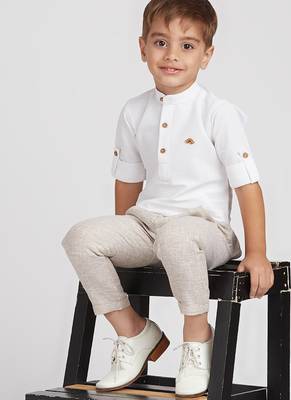Traditional ethnic full sleeves short kurta shirt and pant set - white 5