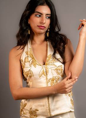 White embroidered satin sharara set 2