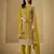 Yellow chinon silk semi stitched wedding suits