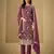 Magenta chinon silk semi stitched wedding suits