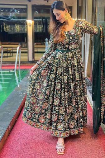 Multicolor Embroidered Faux Georgette SUIT SET 