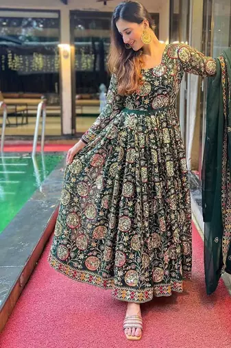 Multicolor Embroidered Faux Georgette SUIT SET 