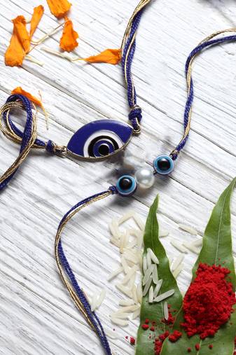 Bhaiya Rakhi with roli and chawal