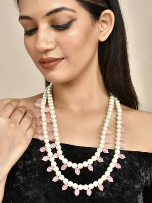 Multicolor layered stones & beads-beaded brass necklace 1