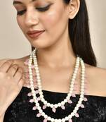 Multicolor layered stones & beads-beaded brass necklace