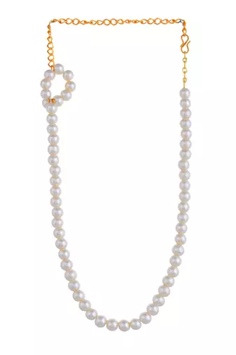 White pearls necklace with gold chain