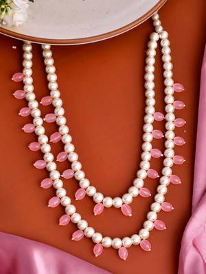 Multicolor layered stones & beads-beaded brass necklace 2