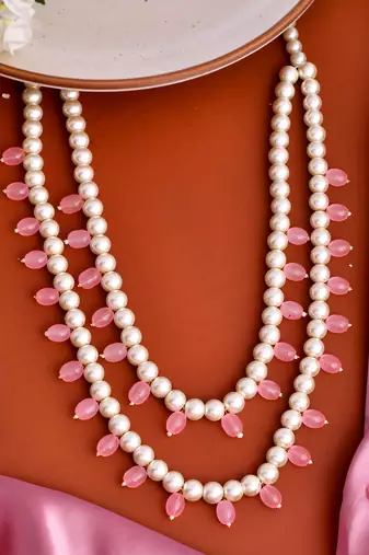 Multicolor layered stones & beads-beaded brass necklace