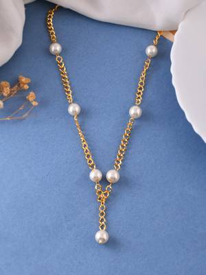Gold-plated pearls necklace chain for girls 2