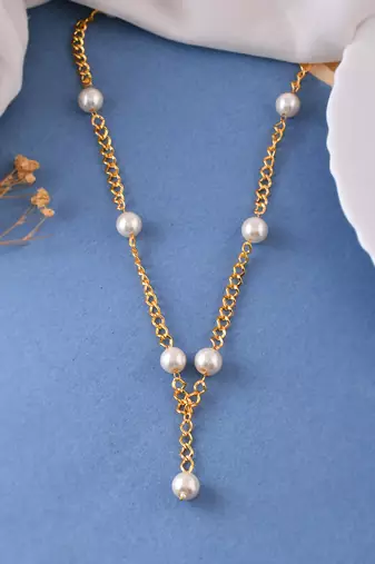 Gold-plated pearls necklace chain for girls