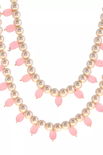 Multicolor layered stones & beads-beaded brass necklace