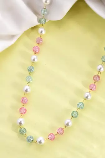 Multicolor pearls beaded necklace