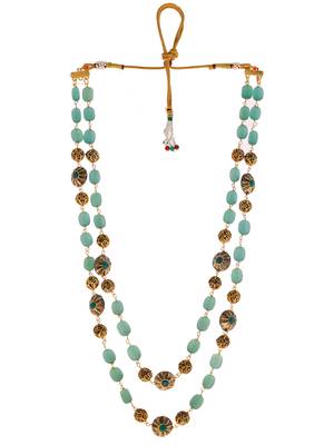 Green layered brass necklace 3