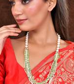 Green silver layered necklace