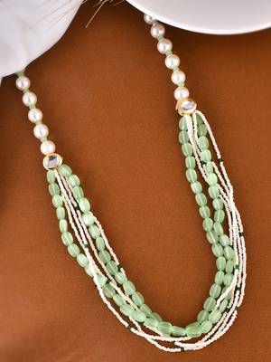 Green silver layered necklace 2