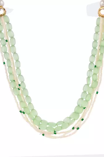 Green silver layered necklace