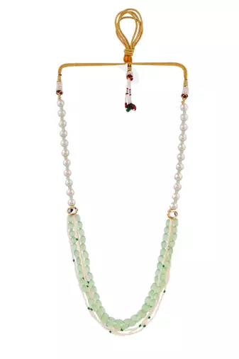Green silver layered necklace