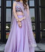 Lavender Embroidered Organza Net Lehenga with Blouse