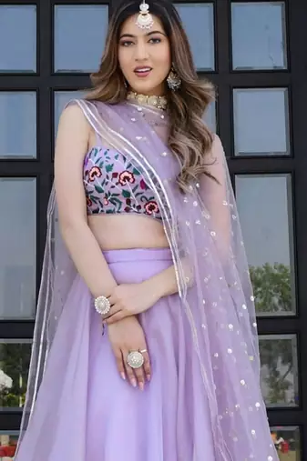 Lavender Embroidered Organza Net Lehenga with Blouse