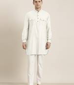 Off white cotton short pathani