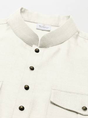 Off white cotton short pathani 2