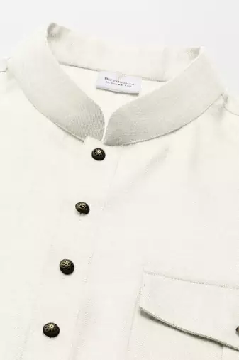 Off white cotton short pathani