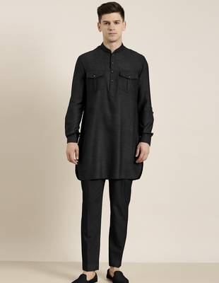 Black cotton short pathani 1