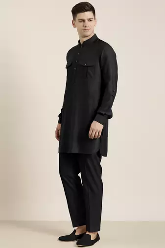 Black cotton short pathani