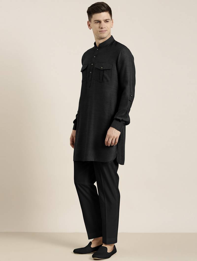 Black cotton short pathani