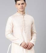 Peach jacquard kurta set