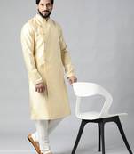 Yellow jacquard kurta set