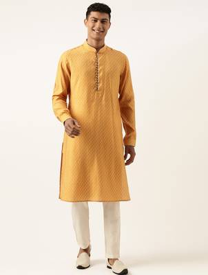 Orange printed kurta set 1