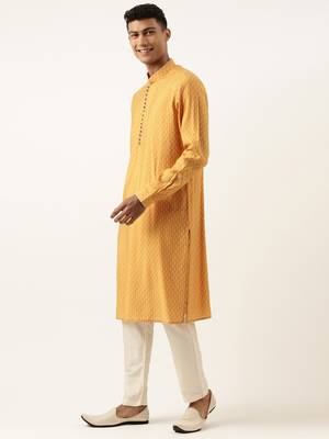 Orange printed kurta set 3