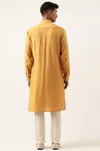 Orange printed kurta set