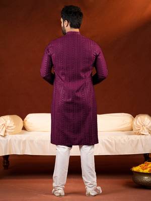 Wine sequin embroidered kurta set 5