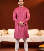 Pink sequin embroidered kurta set
