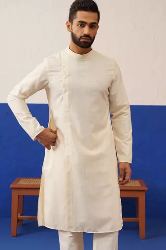 Beige angrakha kurta set
