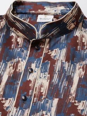 Blue indigo abstract dabu print kurta 2