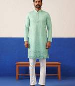 Powder green embroidered kurta set