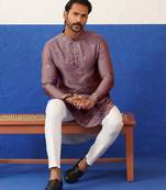 Brown sequin embroidered ceremonial kurta set