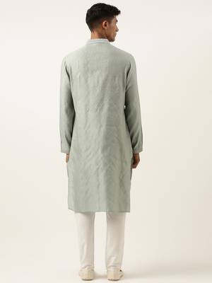 Greyish blue jacquard kurta 5