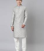 Grey chanderi kurta set
