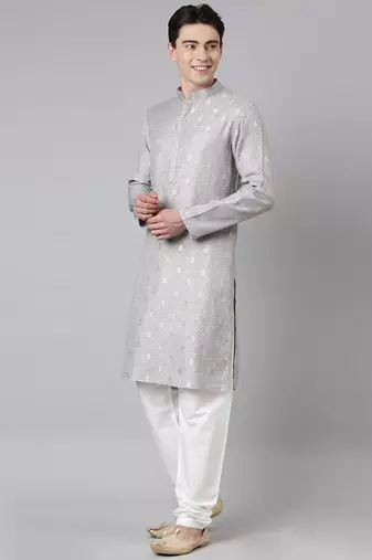 Grey chanderi kurta set