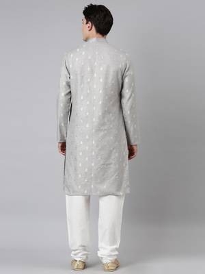 Grey chanderi kurta set 5
